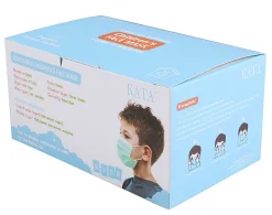Kata 3-Ply Pleated Disposable Children's Face Masks, One Size, Green, Box Of 50 Masks