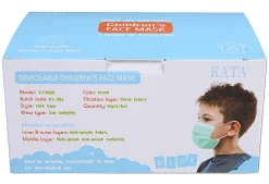Kata 3-Ply Pleated Disposable Children's Face Masks, One Size, Green, Box Of 50 Masks