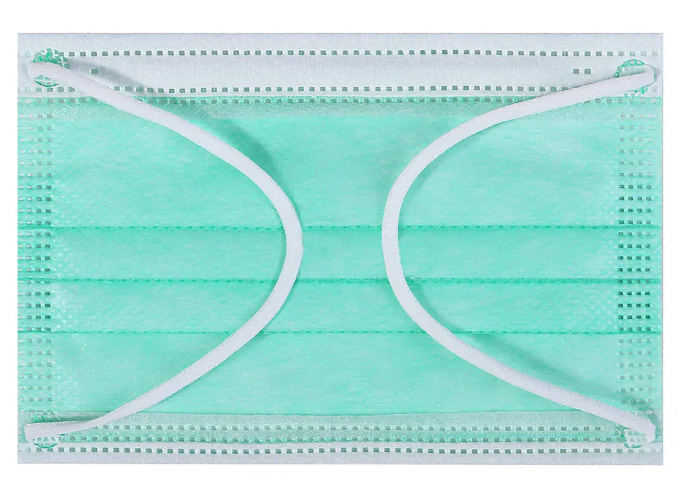 Kata 3-Ply Pleated Disposable Children's Face Masks, One Size, Green, Box Of 50 Masks