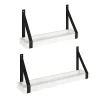Kate and Laurel Sudbury Wood and Metal Wall Shelf Set, White/Black, Set Of 2 Shelves