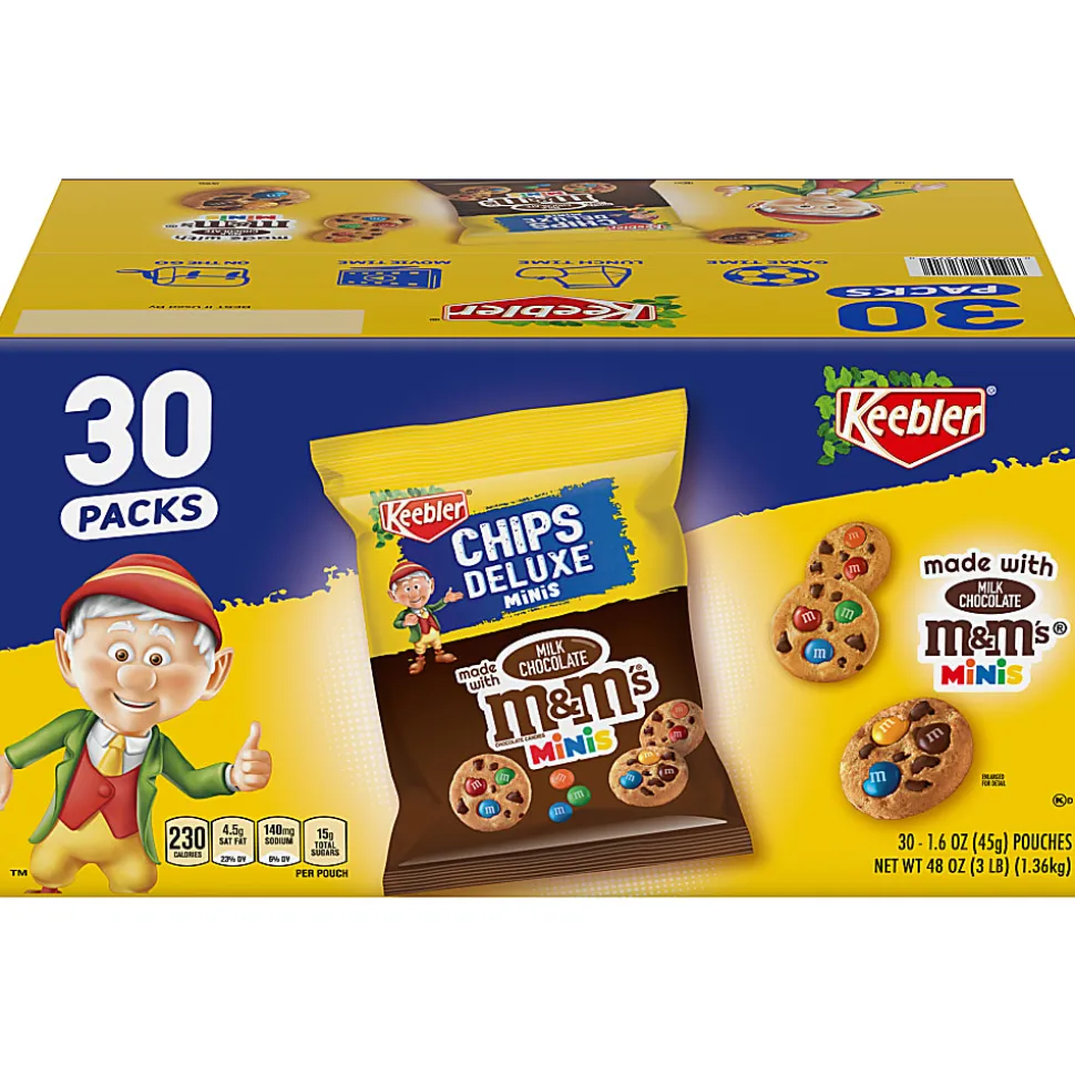 Keebler M&M Cookie Packs, 1.6 Oz, Box Of 30