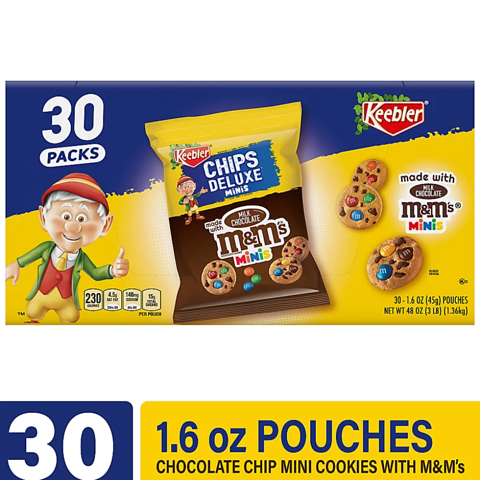 Keebler M&M Cookie Packs, 1.6 Oz, Box Of 30