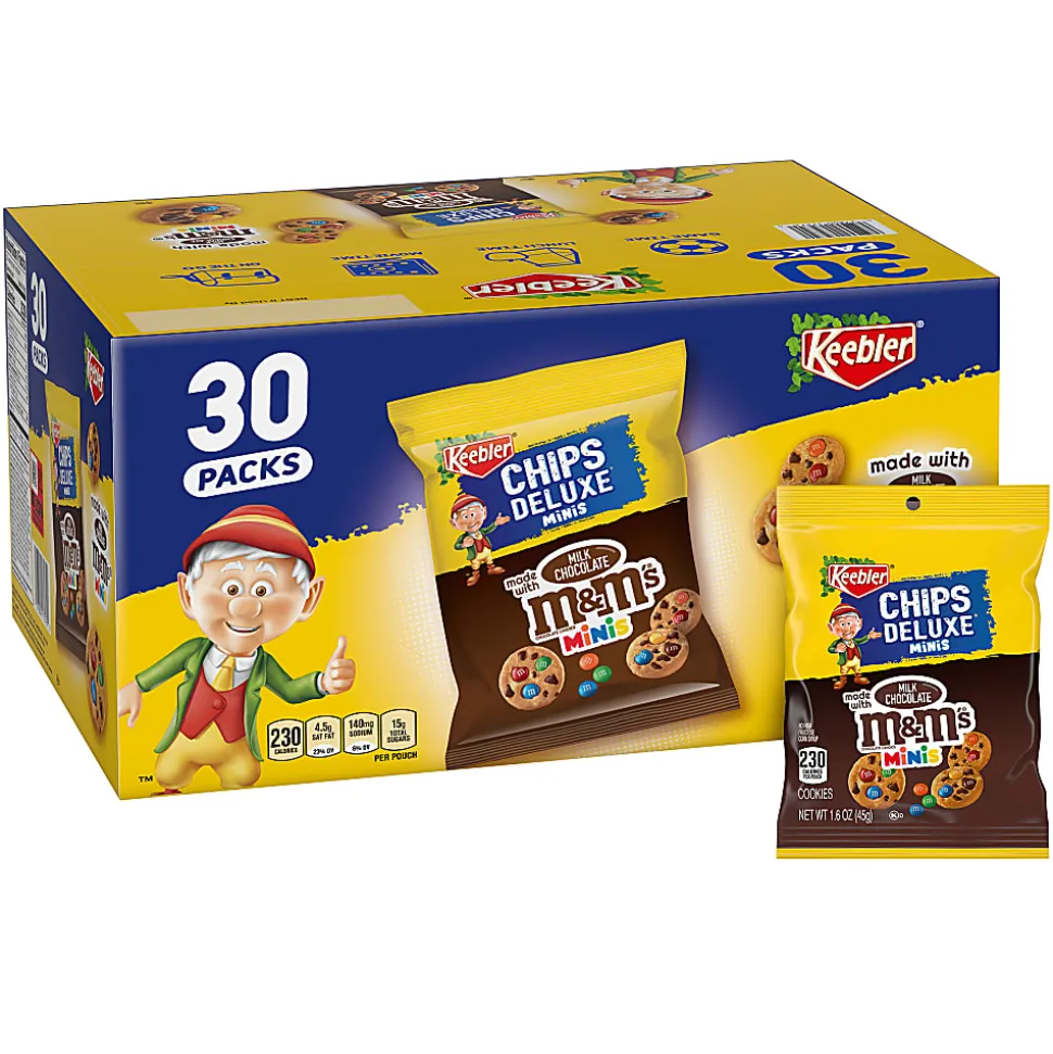 Keebler M&M Cookie Packs, 1.6 Oz, Box Of 30