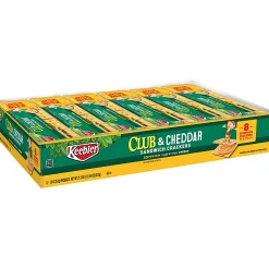 Keebler Sandwich Crackers, Single Serve Snack Crackers, Office and Kids Snacks, Club and Cheddar, 21.6oz Tray (12 Packs)