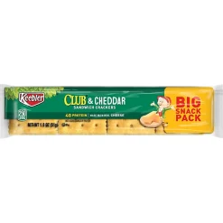 Keebler Sandwich Crackers, Single Serve Snack Crackers, Office and Kids Snacks, Club and Cheddar, 21.6oz Tray (12 Packs)