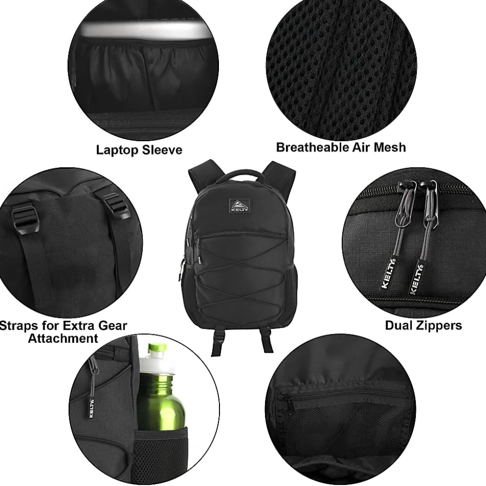 Kelty Bungee Backpack With 17" Laptop Sleeve, Black