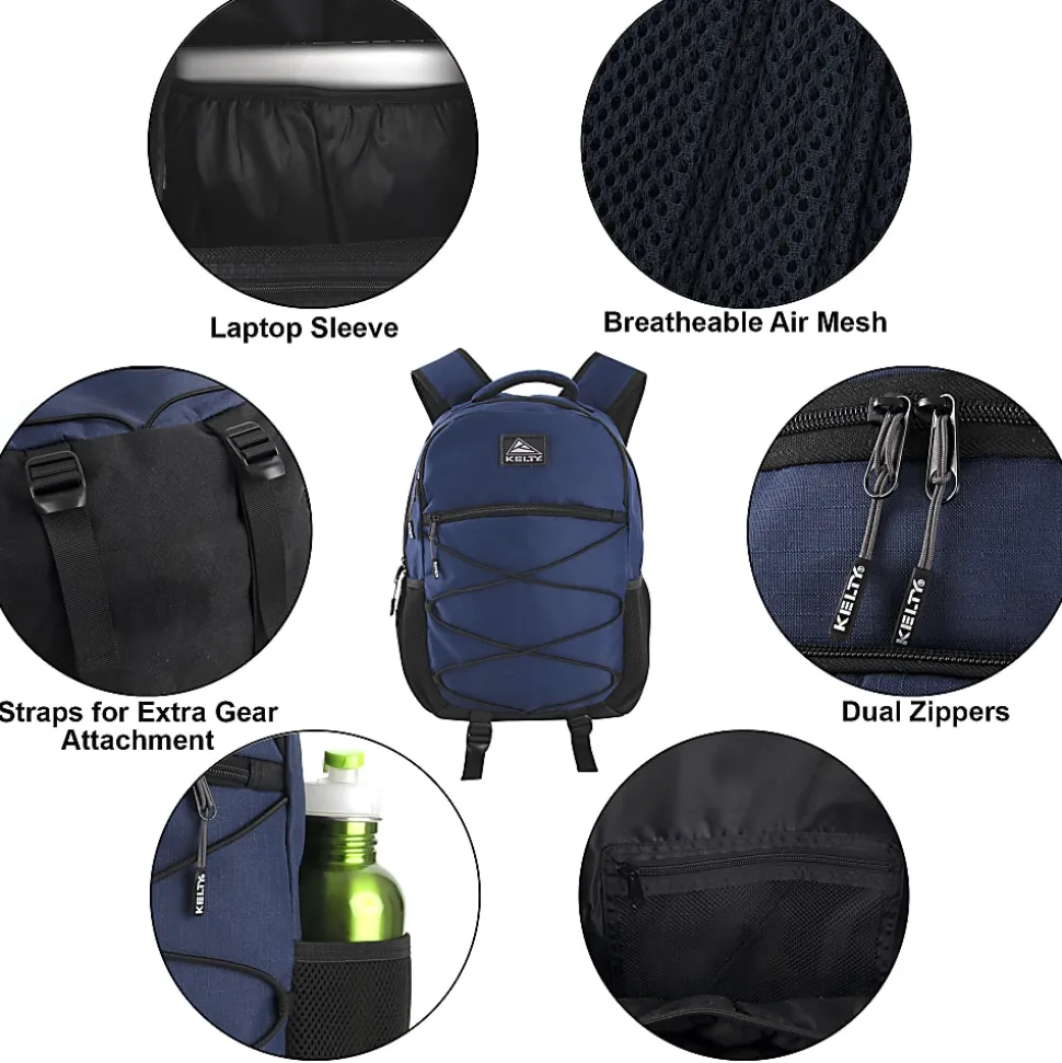 Kelty Deluxe Bungee Backpack With 17" Laptop Pocket, Blue
