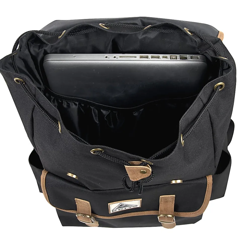 Kelty Drawstring Backpack With 17” Laptop Pocket, Black