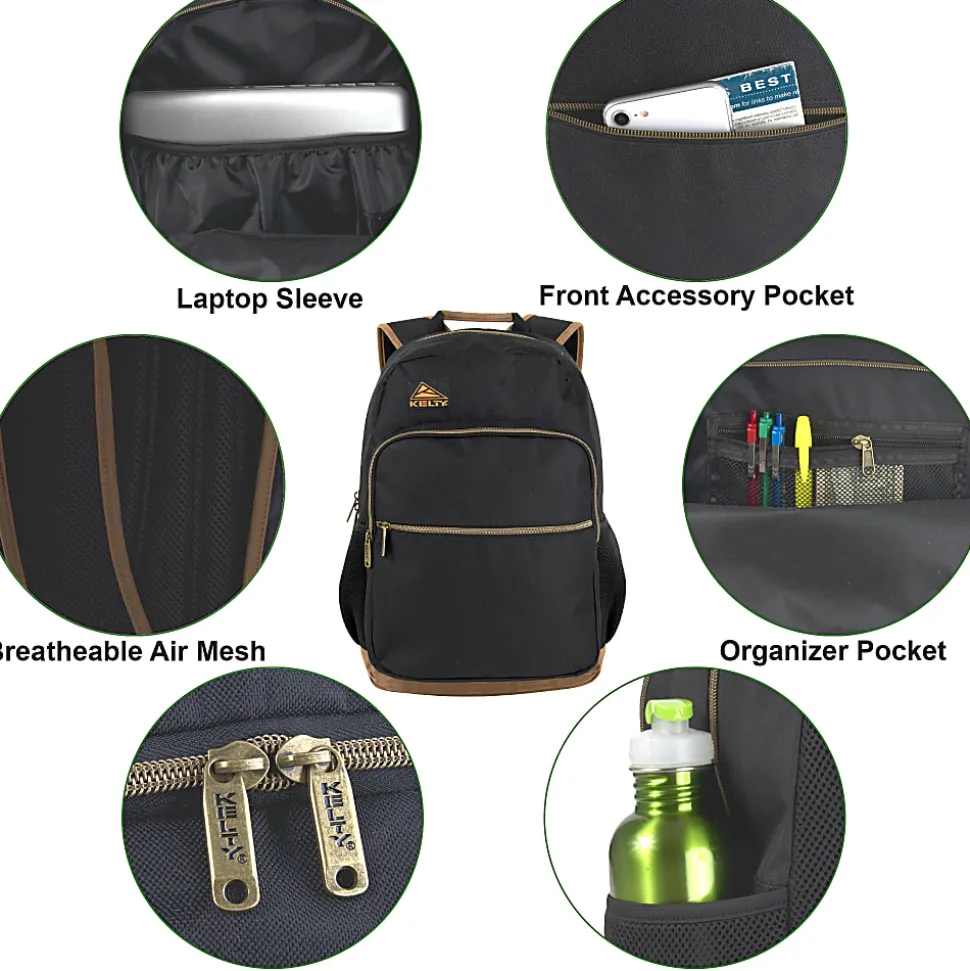 Kelty Front Pocket Backpack With 17” Laptop Sleeve, Black