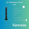 Kenmore Bladeless Tower Fan - 3 Speed - Bladeless, Oscillating, Timer, Energy Efficient - Black