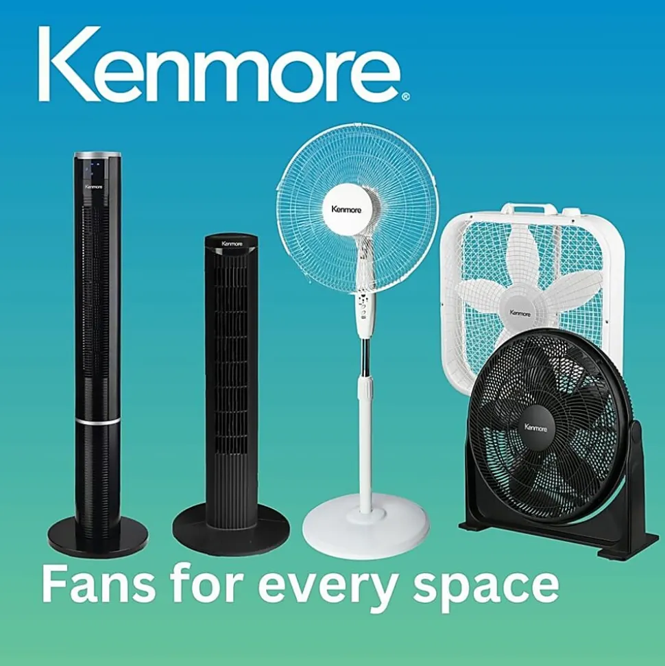 Kenmore Bladeless Tower Fan - 3 Speed - Bladeless, Oscillating, Timer, Energy Efficient - Black
