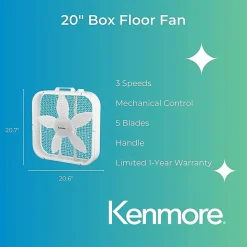 Kenmore Box Floor Fan - 3 Speed - White
