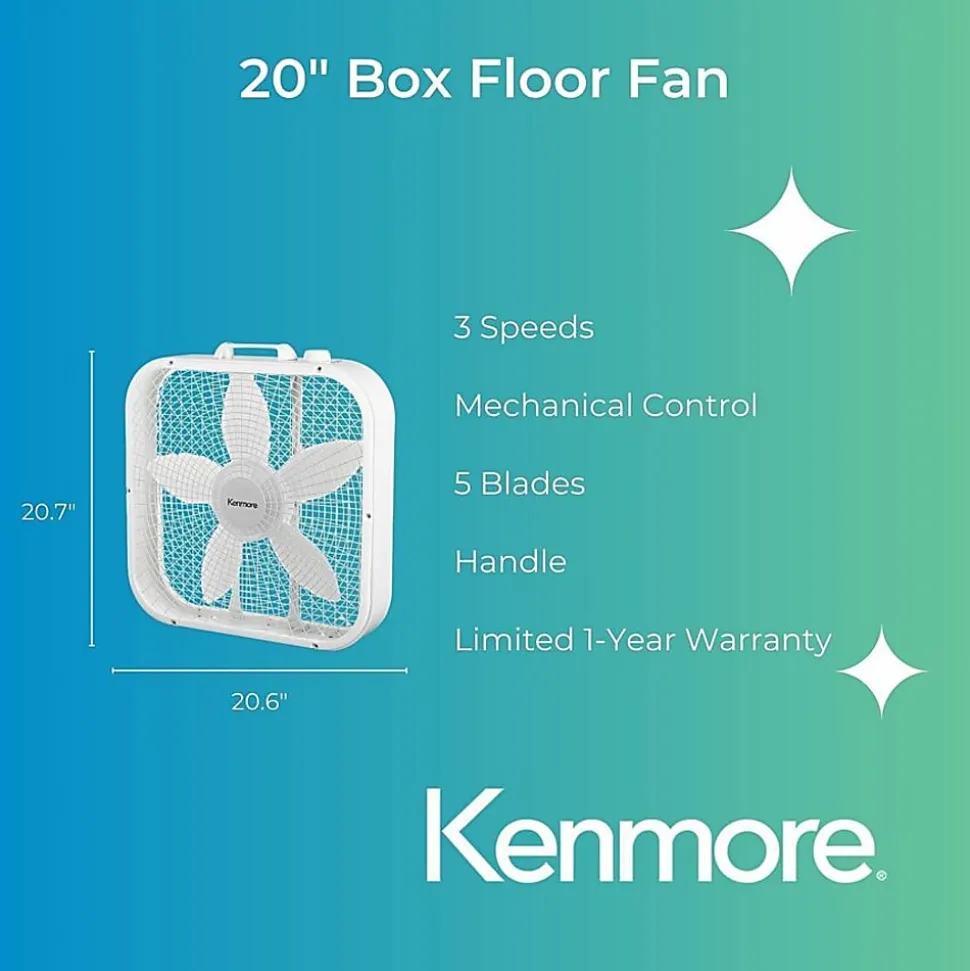 Kenmore Box Floor Fan - 3 Speed - White