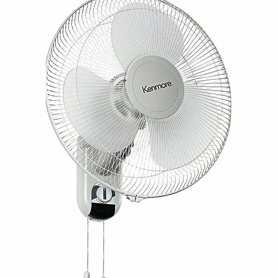 Kenmore 16" Wall Fan - 3 Speed - Oscillating, Adjustable - White