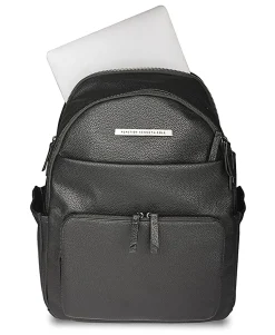 Kenneth Cole Marley Faux Leather Double Compartment Women’s Backpack, 16-1/4”H x 12-1/2”W x 6-3/4”D, Black