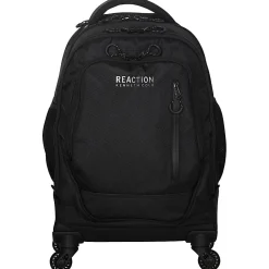 Kenneth Cole Reaction Polyester Double-Compartment 4-Wheel Rolling Backpack With 17" Laptop Pocket, Black