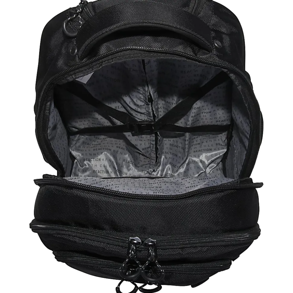 Kenneth Cole Reaction Polyester Double-Compartment 4-Wheel Rolling Backpack With 17" Laptop Pocket, Black
