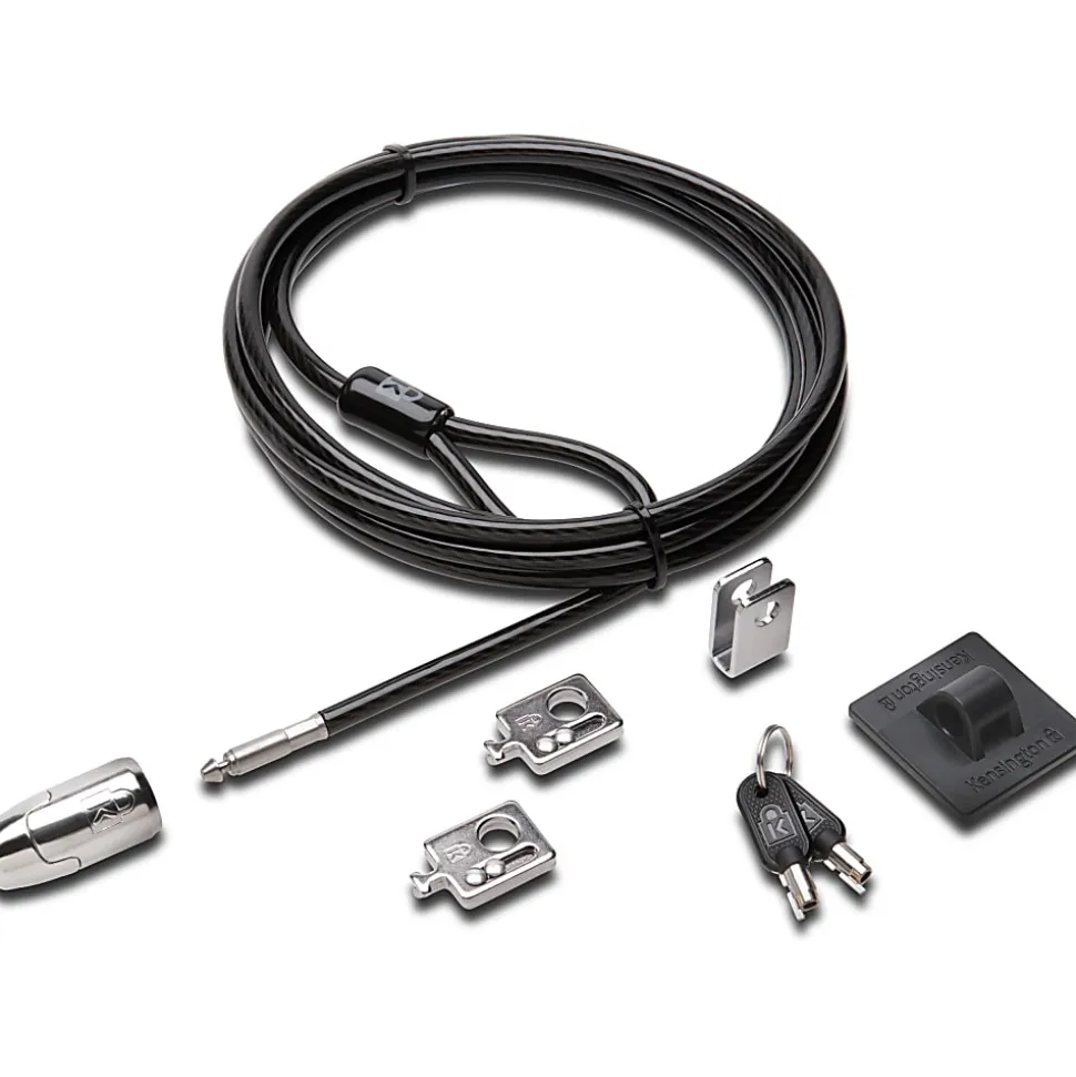 Kensington Desktop & Peripherals Locking Kit 2.0 - 8 ft Cable - Keyed Lock - Black - Carbon Steel - For Desktop Computer