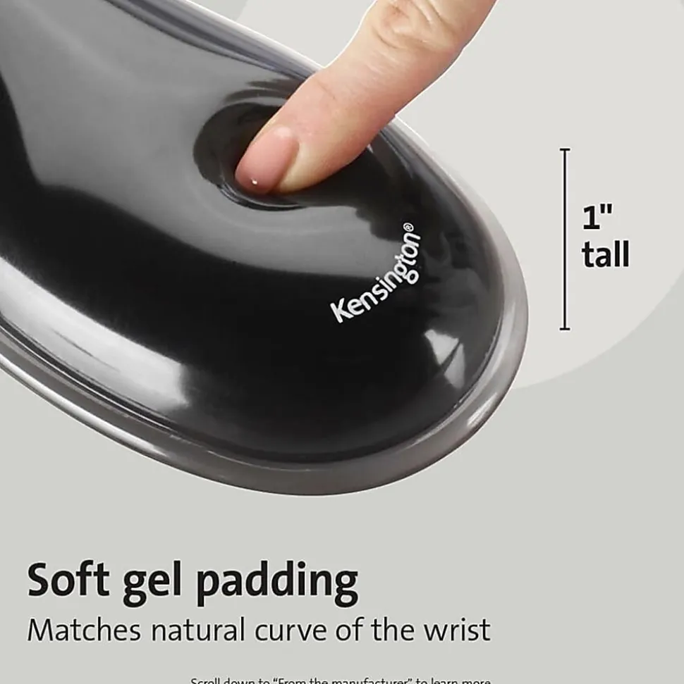Kensington Duo Gel Mouse Pad Wrist Rest - 1.70" Height x 11.40" Width - Gray - Gel - 1 Each