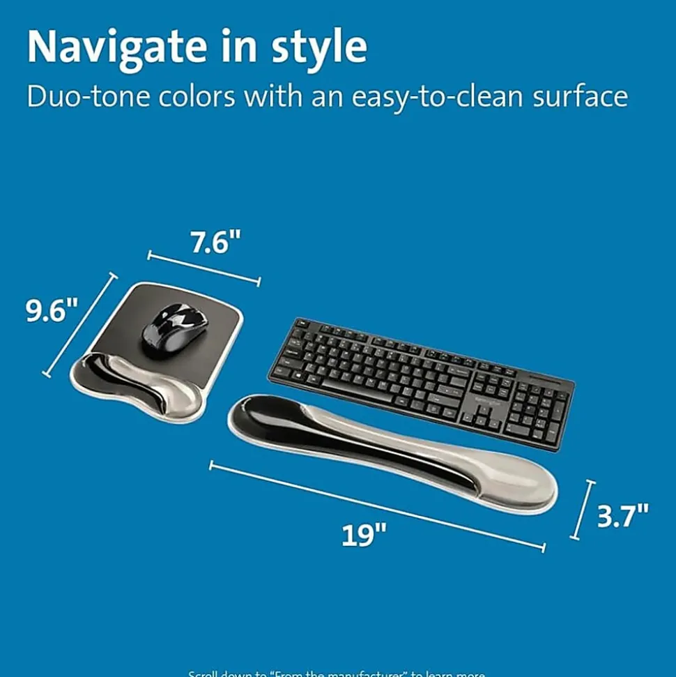 Kensington Duo Gel Mouse Pad Wrist Rest - 1.70" Height x 11.40" Width - Gray - Gel - 1 Each