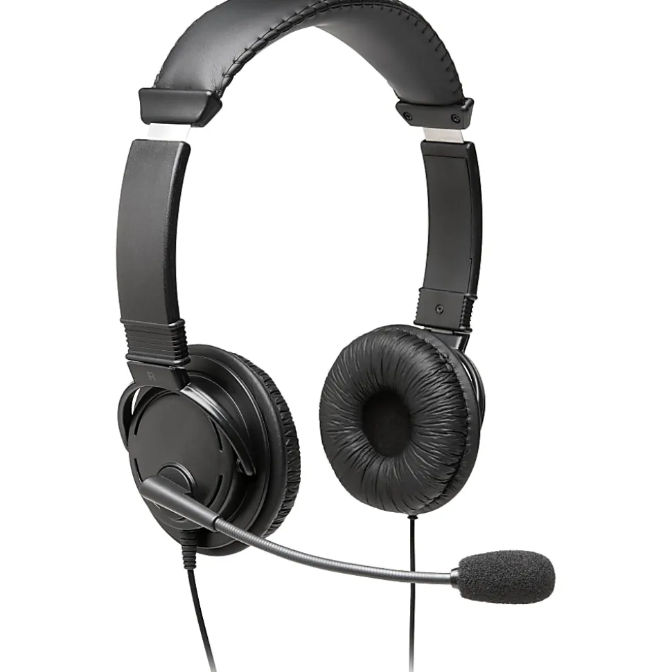 Kensington Hi-Fi Headphones with Microphone - Stereo - Wired - Over-the-head - Binaural - Circumaural - 6 ft Cable - Noise Cancelling Microphone
