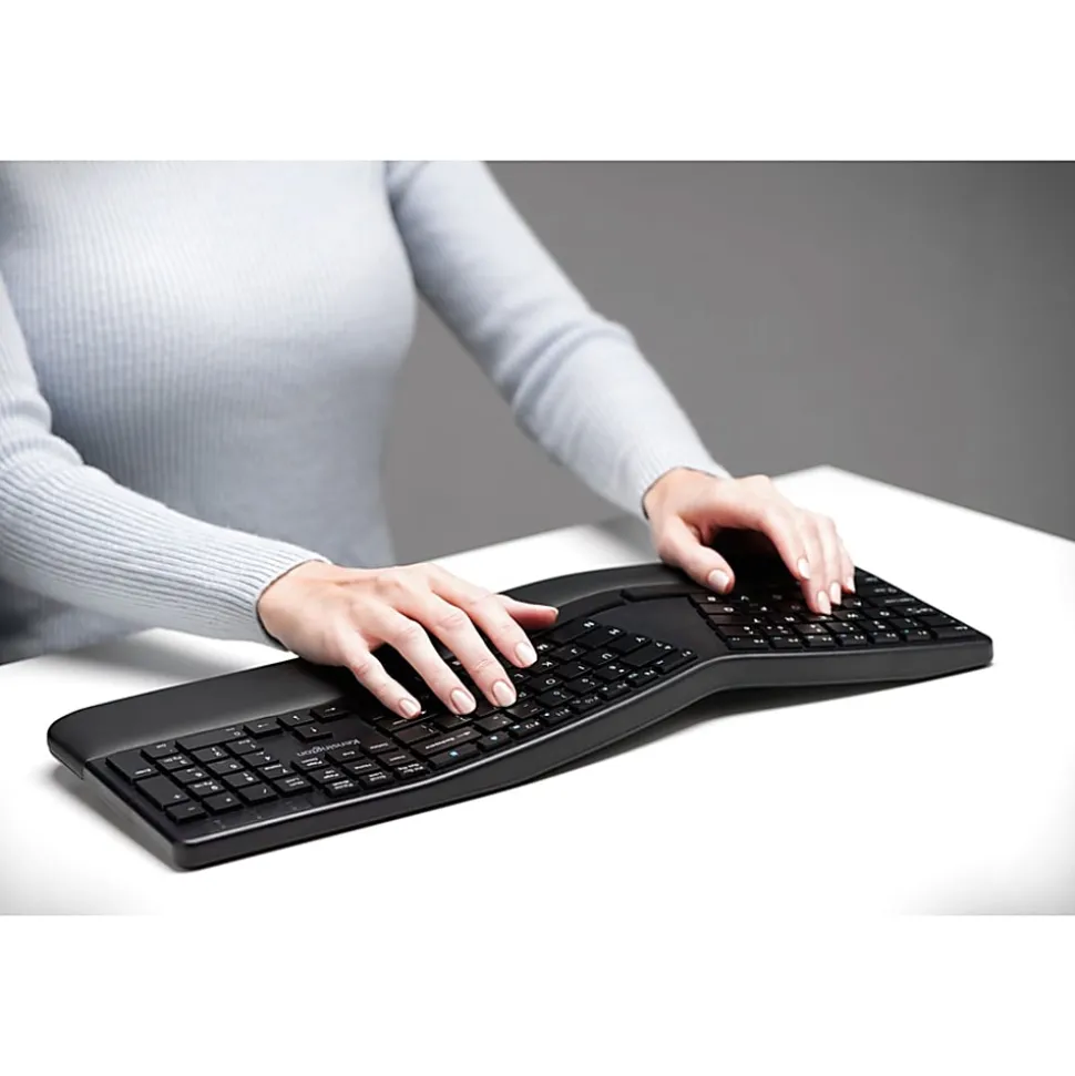 Kensington Pro Fit Ergo Wireless Keyboard and Mouse-Black - USB Wireless Bluetooth/RF 4.0 2.40 GHz Keyboard - K75406US