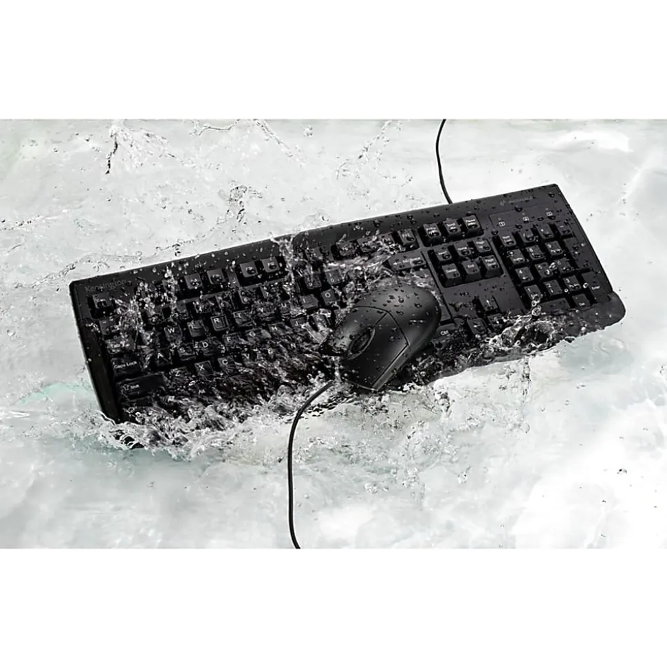 Kensington Pro Fit Washable Wired Desktop Set - USB Cable Keyboard - 104 Key - USB Cable Mouse - Optical - 70316