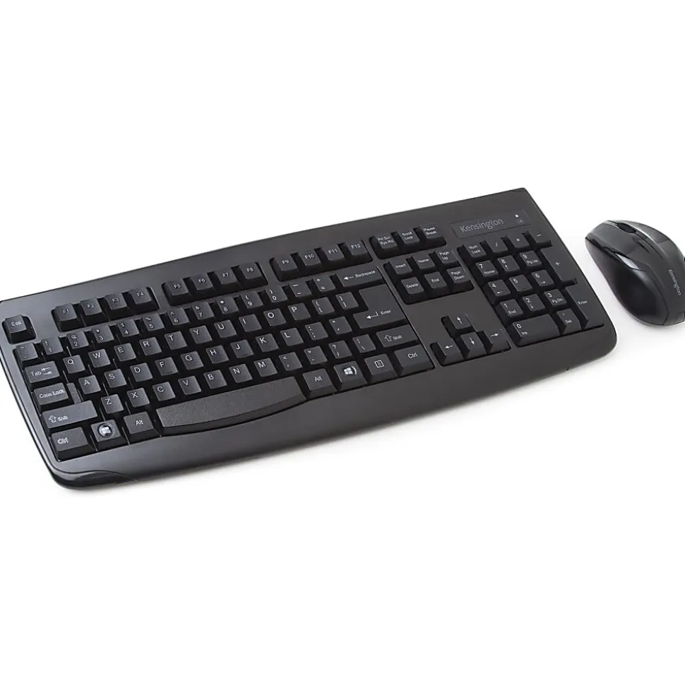 Kensington Pro Fit Wireless Keyboard & Mouse, Straight Full Size Keyboard, Black, Ambidextrous Laser Mouse, K72324US