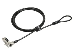 Kensington Slim N17 Combination Lock for Wedge-Shaped Slots - 6 ft Cable - Resettable - 4-digit - Combination Lock - Black - Carbon Steel, Plastic -
