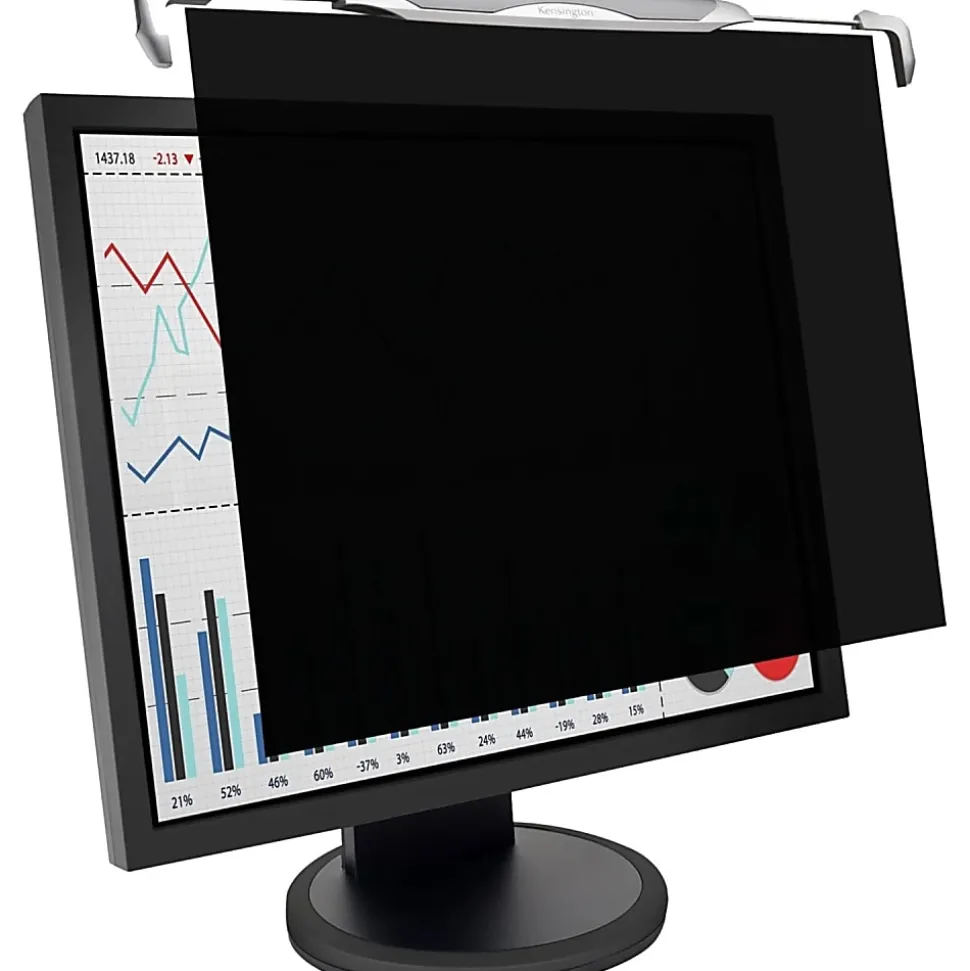 Kensington® Snap2™ Monitor Privacy Screen Filter, 22" Widescreen, Black/Silver, K55779WW