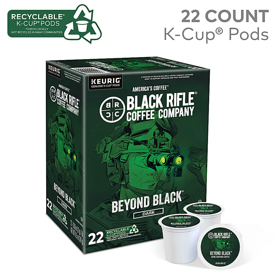 Keurig Black Rifle Coffee Company K-Cup Pods, Beyond Black, Dark Roast, Pack Of 22 Pods
