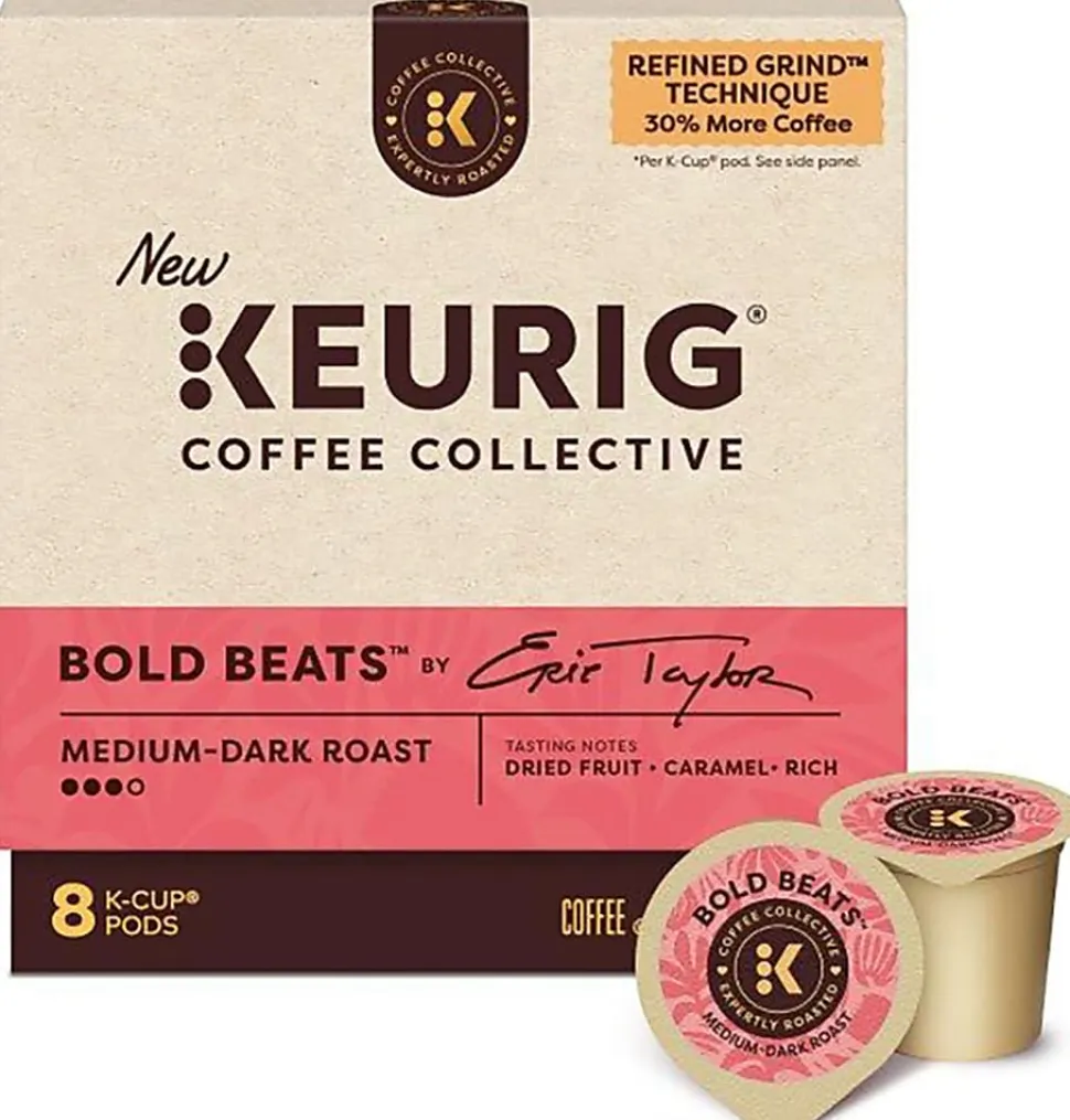 Keurig Coffee Collective Bold Beats Single-Serve K-Cup Pods, Medium-Dark Roast Coffee, 8 Count