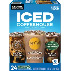 Keurig ICED Coffeehouse K-Cup® Pod Collection Variety Pack, Medium Roast, 24 Pods Per Pack, Case Of 4 Packs