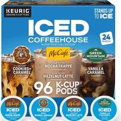 Keurig ICED Coffeehouse K-Cup® Pod Collection Variety Pack, Medium Roast, 24 Pods Per Pack, Case Of 4 Packs