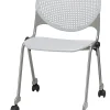 KFI Studios KOOL Stacking Chair With Casters, Light Gray/Silver