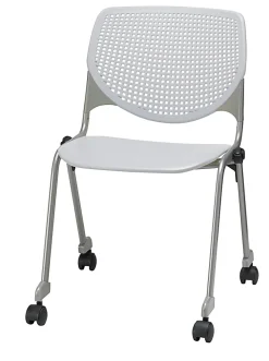 KFI Studios KOOL Stacking Chair With Casters, Light Gray/Silver