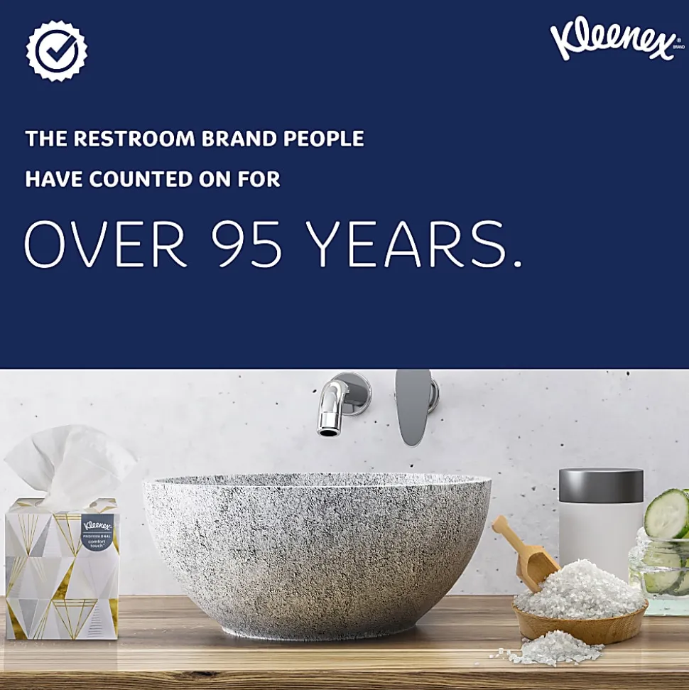 Kimberly Clark Kleenex Professional 2 Ply Facial Tissue, Flat Box, White, 125 Tissues Per Box, Case Of 12 Boxes