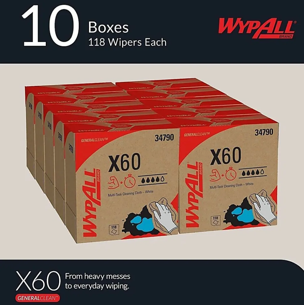 Kimberly-Clark Professional™ Wipers WypAll™ X60 Pop-Up™ Box, 9 1/10" x 16 4/5", Box Of 118