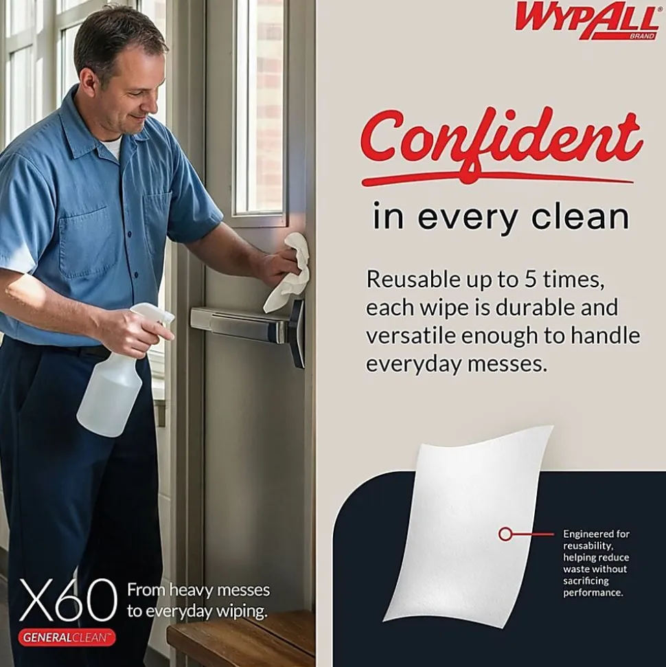 Kimberly-Clark Professional™ Wipers WypAll™ X60 Pop-Up™ Box, 9 1/10" x 16 4/5", Box Of 118