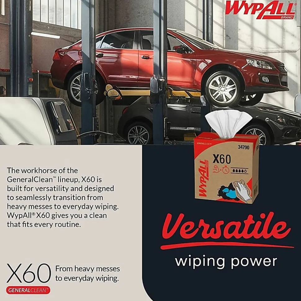 Kimberly-Clark Professional™ Wipers WypAll™ X60 Pop-Up™ Box, 9 1/10" x 16 4/5", Box Of 118