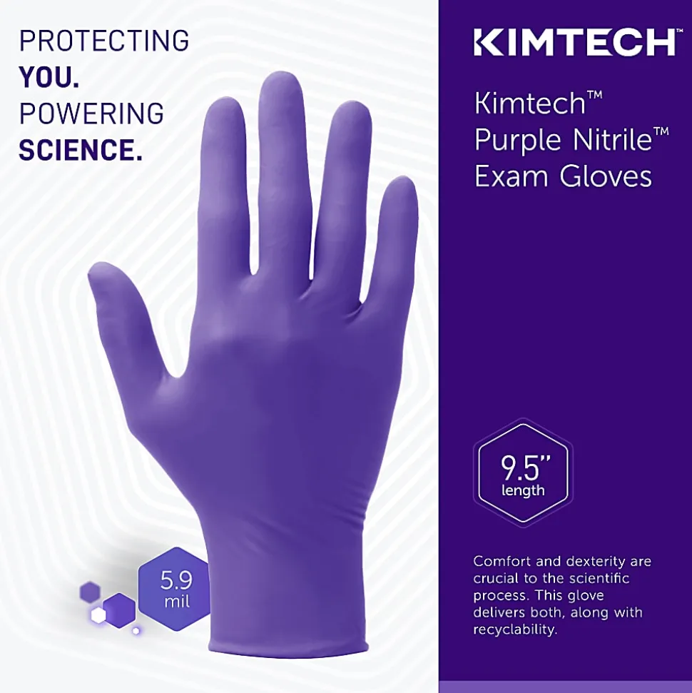 KIMTECH Kimberly Clark Safeskin Purple Nitrile Exam Gloves, Small, Purple, Box Of 100