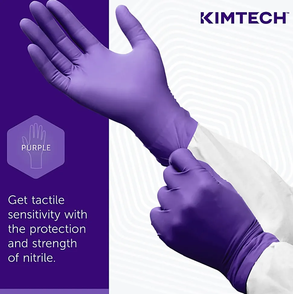 KIMTECH Kimberly Clark Safeskin Purple Nitrile Exam Gloves, Small, Purple, Box Of 100
