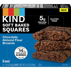 KIND Soft-Baked Squares, Chocolate Almond Flour Brownie Bars, 1.4 Oz, Total Qty 48