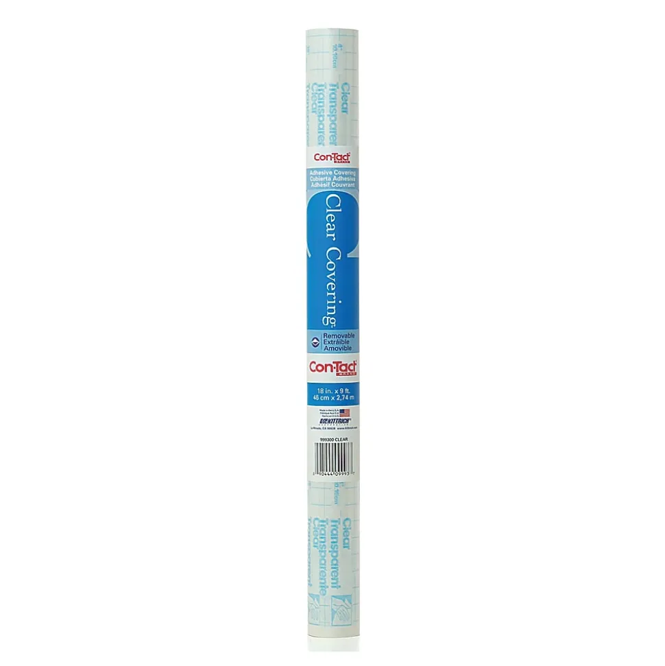 Kittrich Contact Adhesive Rolls, 18" x 108", Clear, Pack Of 6