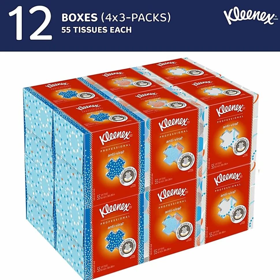 Kleenex® Anti-Viral® 3-Ply Facial Tissue, White, 68 Sheets Per Box, Carton Of 12