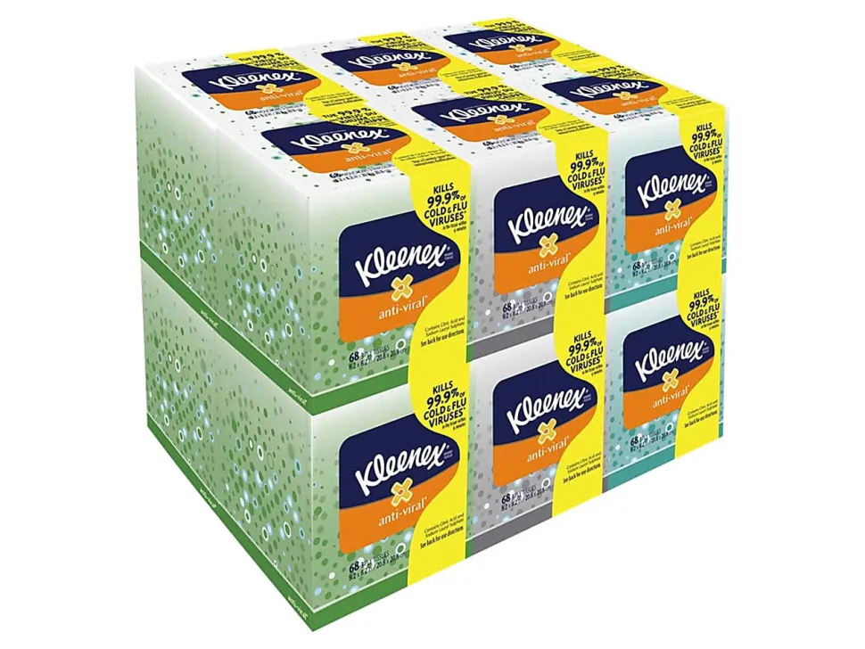 Kleenex® Anti-Viral® 3-Ply Facial Tissue, White, 68 Sheets Per Box, Carton Of 12