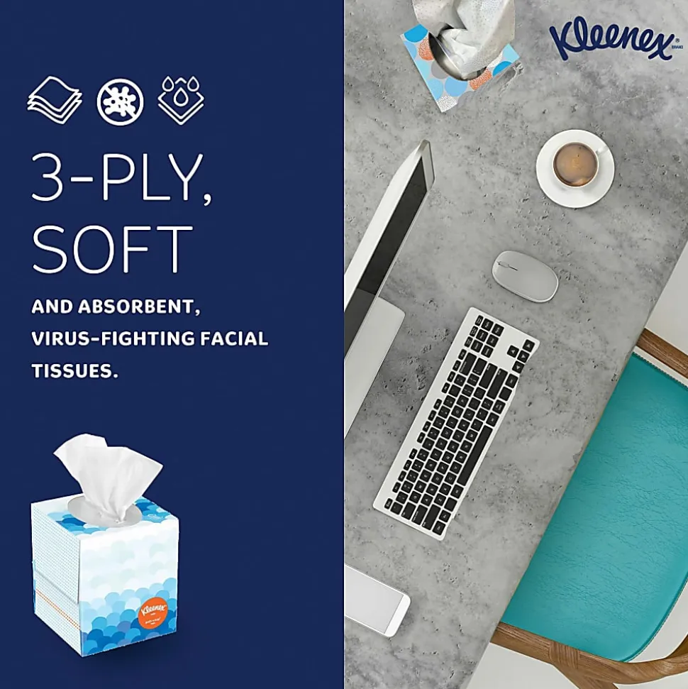 Kleenex® Anti-Viral® 3-Ply Facial Tissue, White, 68 Sheets Per Box, Carton Of 12
