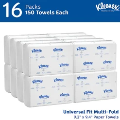 Kleenex Multifold Paper Towels (01890), White, 16 Packs / Case, 150 Tri Fold Paper Towels / Pack, 2,400 Towels / Case