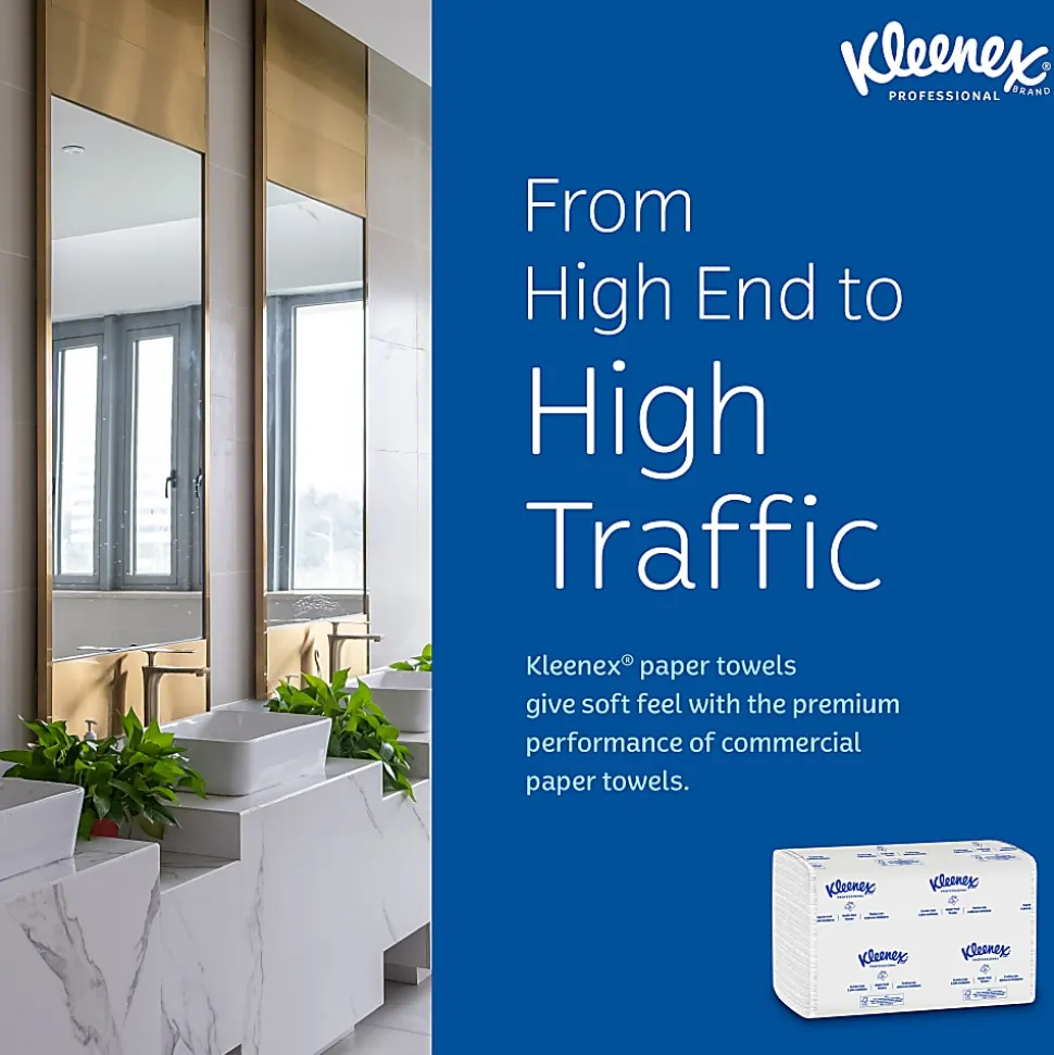 Kleenex Multifold Paper Towels (01890), White, 16 Packs / Case, 150 Tri Fold Paper Towels / Pack, 2,400 Towels / Case