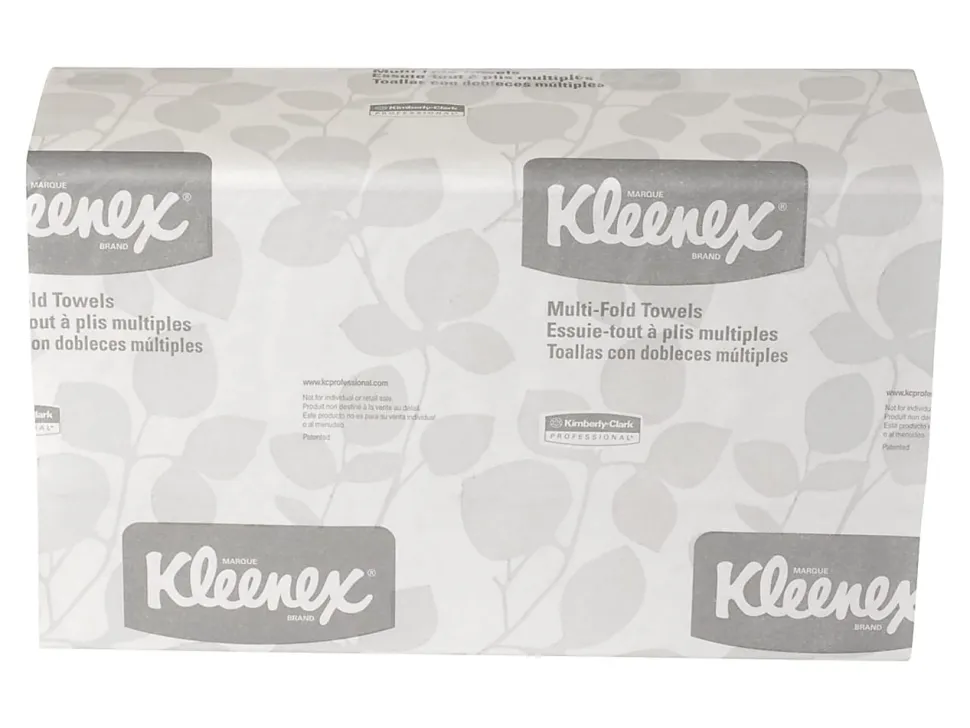 Kleenex Multifold Paper Towels (01890), White, 16 Packs / Case, 150 Tri Fold Paper Towels / Pack, 2,400 Towels / Case